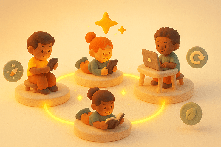 Children reading at their own pace